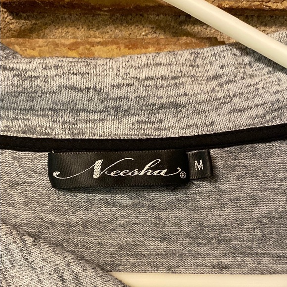 Gray Asymmetrical Neck Long Sleeve Sweater - Picture 4 of 8